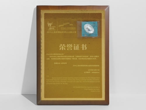 2010上海世博會(huì)民營企業(yè)榮譽(yù)證書